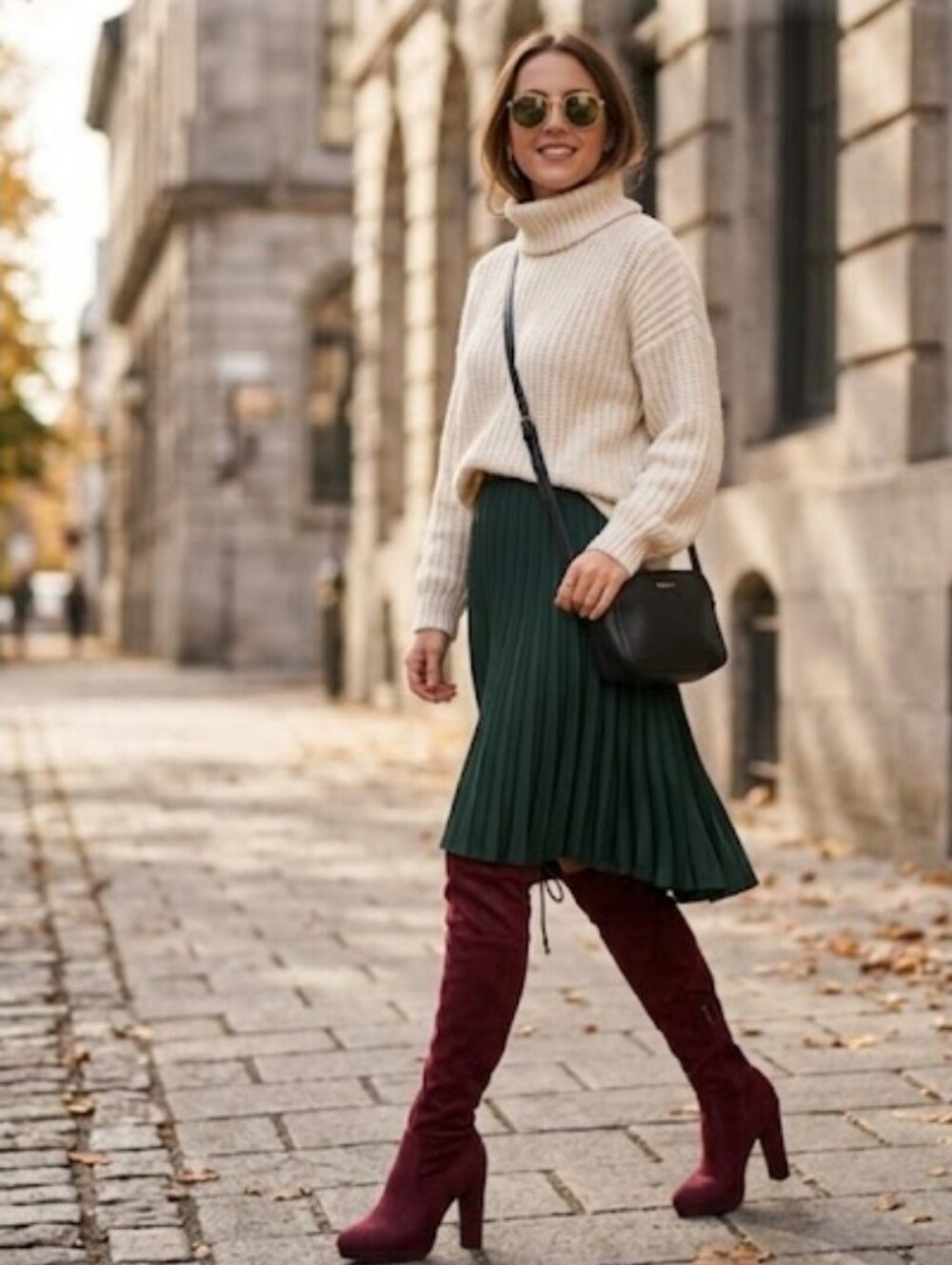 Women's Over-the-Knee High Heel Boots in Burgundy